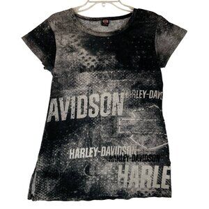 Harley-Davidson Womens Scoop Neck Tunic T-Shirt Medium Black Ralph Marlin Design
